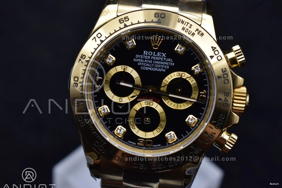 1:1 Bracelet QF Dial Edition 116508 Black Best Daytona on Diamonds YG V2 SH4130 1122